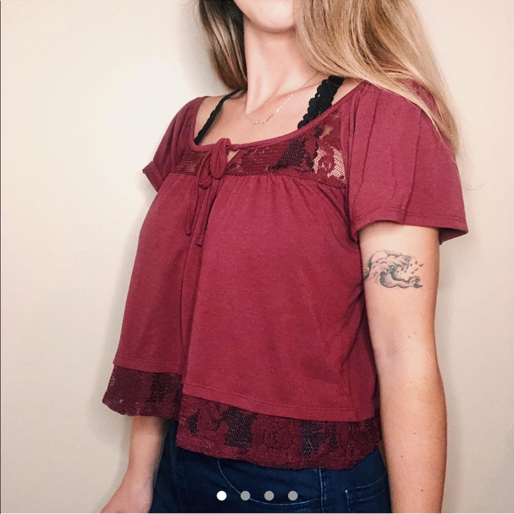 Maroon Flowy Babydoll Top